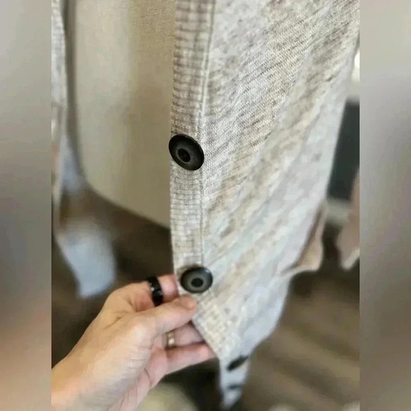 Aerie Long Cardigan Button Front Womens Size Medium Oatmeal Cozy Cotton Pockets - Picture 3 of 7